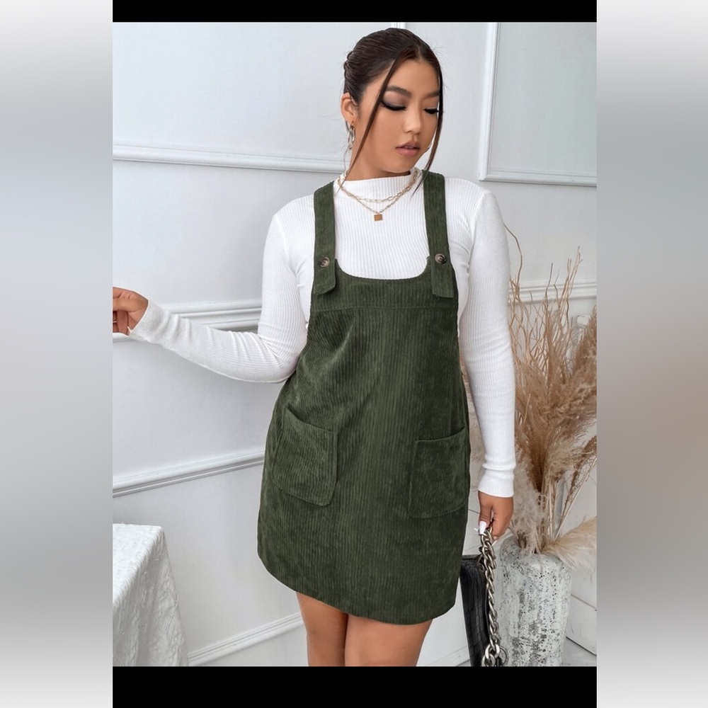 Green Corduroy Jumper Dress